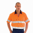 'DNC' HiVis Two Tone Cool-Breeze Cotton Shirt with 3M R/Tape - S/S