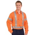 'DNC' HiVis D/N Cool Breeze Long Sleeve Cotton Shirt with Cross Back 3M 8910 Reflective Tape