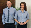 'Gloweave' Poly-Cotton Chambray Shirt (Short Sleeve)