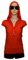 half zip cap sleeve with hood RED colour