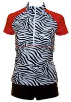 half zip empire line cap sleeve tigress print