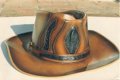 Emu inlay full grain leather hat