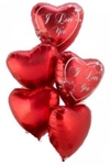 red foil hearts bunch helium balloons Perth