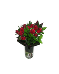 12 Red Roses in glass vase (or Pink)