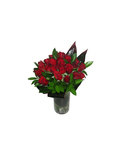 24 Red Roses in glass vase