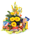 Gift Baskets Flowers and Nibbles Basket