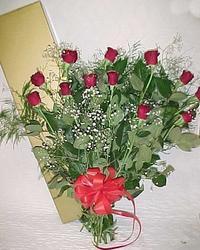 Dozen long-stemmed roses in gift box