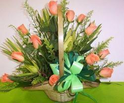 Rose arrangement in basket