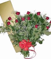 Dozen long-stemmed roses in gift box
