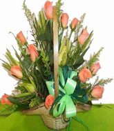 Rose arrangement in basket