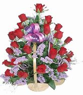 Two dozen roses basket arrangement