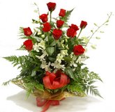 Bouquet of  10  roses and orchids
