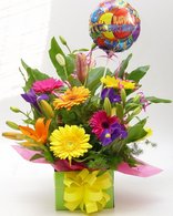 Large birthday arrangement with balloon