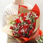 Hand tied bouquet dozen roses