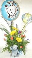 Baby boy arrangement   teddy and air balloons