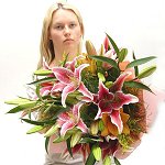 Oriental and Asiatic lilium hand tied bouquet