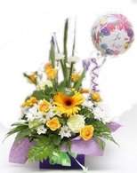 Arrangement with get well balloons