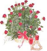 Romantic 2 dozen rose arrangement in basket