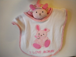 Bib and Rattle Pink.