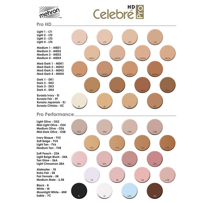 Mehron Starblend Color Chart