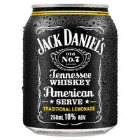 JACK DANIEL'S 10% AMERICAN SERVE LEMONADE 4 PACK 250ML CANS