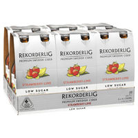 REKORDERLIG LOW SUGAR STRAWBERRY and LIME CIDER 24 x 330ML STUBBIES