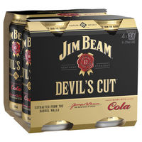 JIM BEAM DEVIL'S CUT 6.6% 4 x 375ML CANS