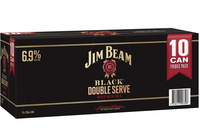 JIM BEAM DOUBLE SERVE BLACK 10 PACKS 375ML CANS