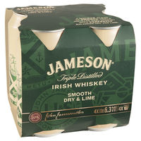 JAMESON DRY and LIME 6.3% 4 x 375ml CANS