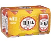 MILLER CHILL WITH REAL BLOOD ORANGE 6 PACK STUBBIES