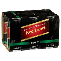 JOHNNIE WALKER RED and DRY 6 x 375ML CANS