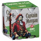 CAPTAIN MORGAN SPICED 6% and DRY 4 x 375ML CANS