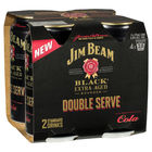 JIM BEAM DOUBLE SERVE BLACK and COLA 4 x 375ML CANS