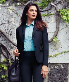 'Biz Corporate' Comfort Wool Stretch Ladies 2 Button Mid Length Jacket
