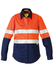 'Bisley Workwear' Ladies 3M Taped Two Tone HiVis Industrial Cool Vent Shirt