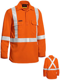 'Bisley Workwear' TenCate Tecasafe Plus Taped HiVis Closed Front Lightweight FR Long Sleeve Shirt