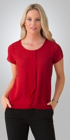 'City Collection' Ladies Cascade Knit/Woven Stretch Knit S/S Top