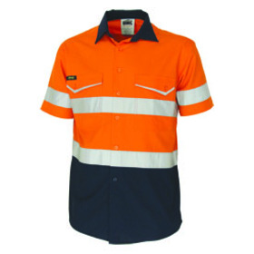 'DNC' HiVis RipStop Two Tone Short Sleeve Cool Cotton Shirt with CSR Reflective Tape