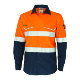 'DNC' HiVis RipStop Two Tone Long Sleeve Cool Cotton Shirt with CSR Reflective Tape
