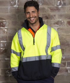 'Aussie Kings' Hi-Vis Optimus Half Zip Fleecy Top with Reflective Tape