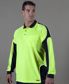 'JB' Hi Vis (Day Only) Long Sleeve Arm Panel Polo