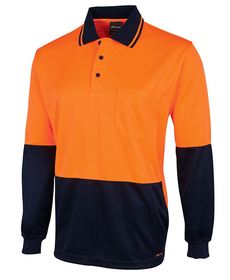 'JB' HiVis (Day Only) Long Sleeve Jacquard Non Cuff Polo