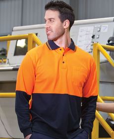 'JB' HiVis (Day Only) Long Sleeve Cotton Back Polo