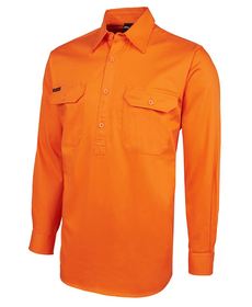 'JB' HiVis Mens (Day Only) 190g Long Sleeve Closed Front Shirt