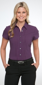 'City Collection' Ladies Cap Sleeve City Stretch Spot Shirt