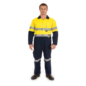 'DNC' HiVis Cool Breeze Two Tone Lightweight Cotton Coverall with 3M Reflective Tape