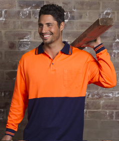 'Aussie Kings' Hi-Vis Optimus Cotton Back Long Sleeve Polo