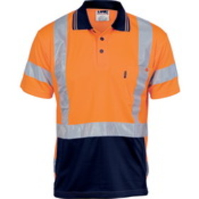 'DNC' HiVis D/N Cool Breathe Short Sleeve Polo Shirt with 'X' Back R-Generic Tape