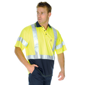 'DNC' HiVis D/N Cool Breathe Short Sleeve Polo Shirt with Cross Back R-Generic Tape