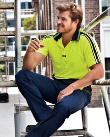 'Visitec Workwear' Racing Stripe Short Sleeve Polo Shirt